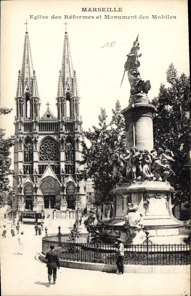 Marseille — Kirche der Reformierten und Denkmal der Mobiles — Verlag unbekannt - Vorderseite