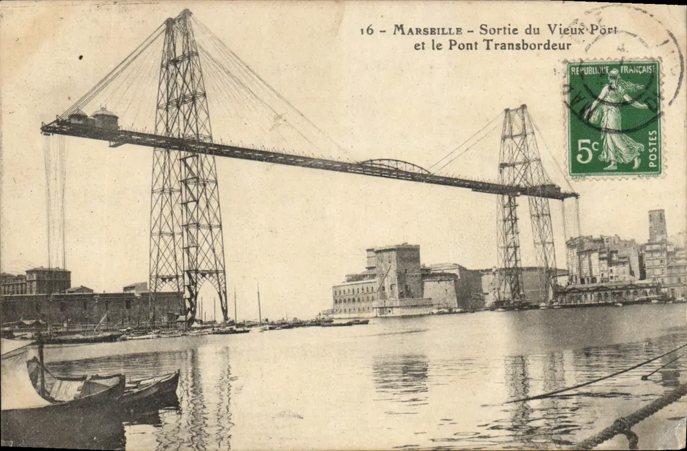 Marseille - Ausfahrt vom Vieux Port und der Pont Transbordeur — unbekannter Verlag, Nr. 16 - Vorderseite