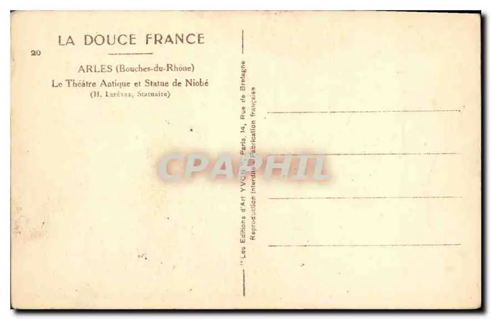 Arles — Das antike Theater und Statue der Niobe — Éditions d'Art YVON - Rückseite