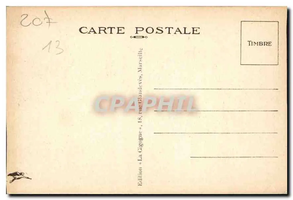 Marselha — A Corniche — Malmousque e as Ilhas — Edição « La Cigogne » - Verso