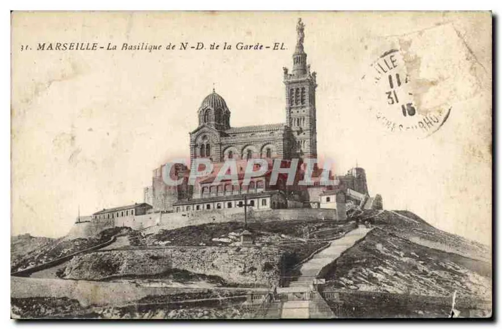 Marseille — La Basilique de N.-D. de la Garde — Éditeur EL. - Frente