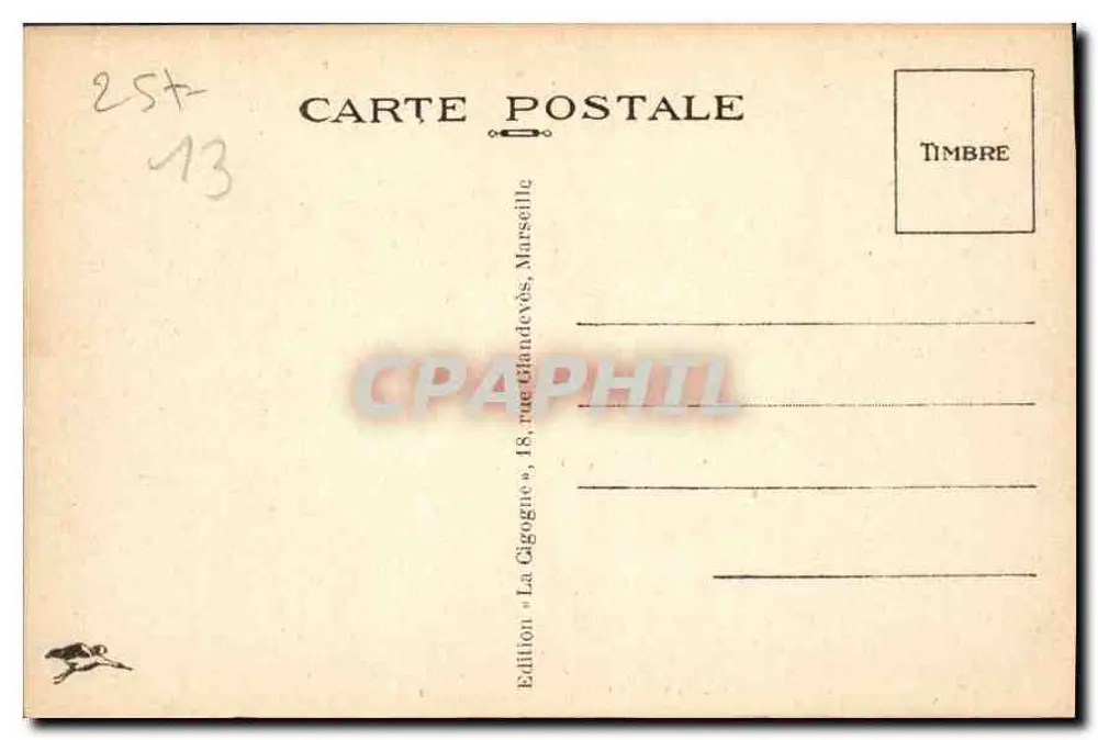Marseille — O Palácio Longchamp — Edição La Cigogne - Verso
