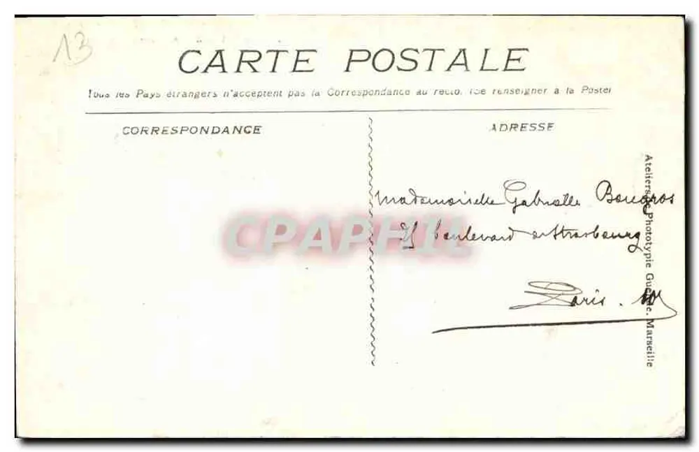 Marseille — A travers les Pins — éditeur Davy, n° 759 - Verso