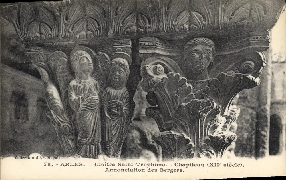 Arles — Kloster Saint-Trophime — Kapitell (12. Jahrhundert). Verkündigung der Hirten. - Vorderseite