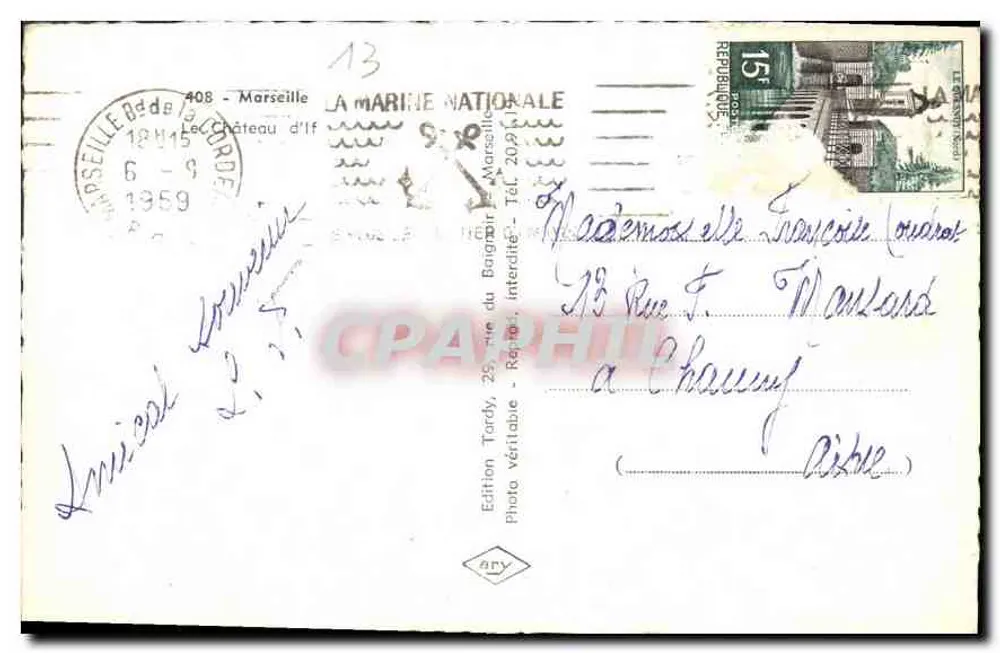 O Castelo de If — Marselha — Edição Ary - Verso