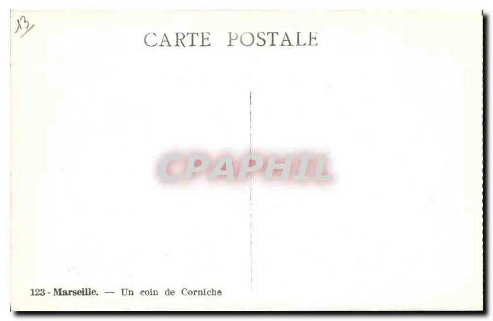 Marseille — Un coin de Corniche — n° 123 - Verso