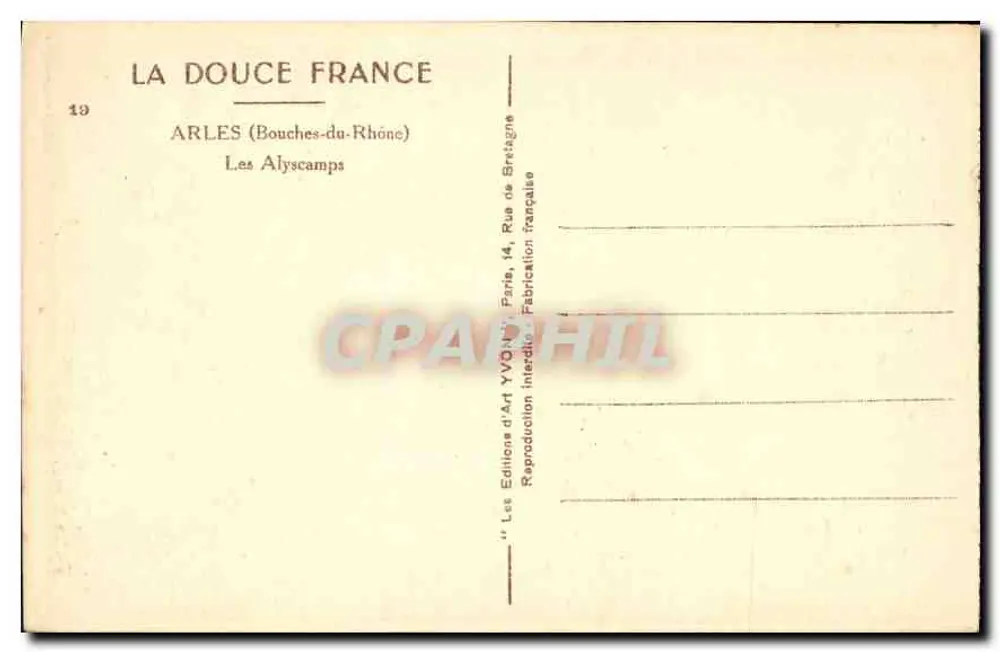 Os Alyscamps — Arles (Bouches-du-Rhône) — Les Éditions d'Art Yvon, Paris - Verso