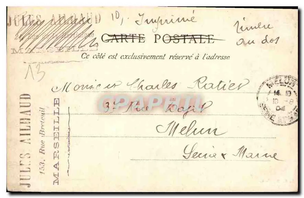 Marseille — Ansicht des Alten Hafens — E. L. D., Paris - Rückseite