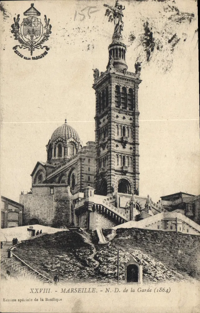 Marselha - N.D. da Garde (1864) — Edição especial da Basílica, n° XXVIII - Frente