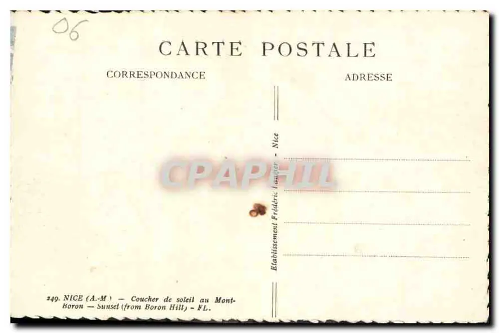 Pôr do sol no Mont-Boron — Nice — Estabelecimento Frédéric Lassègue, n°249 - Verso