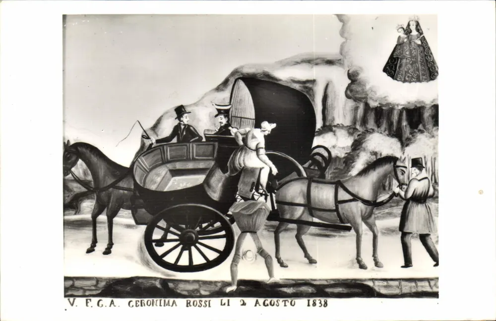 Religiöse Zeremonie — Prozession mit Kutsche — V.F.G.A. Geronima Rossi — 2. August 1838 — Wallfahrtskirche Notre-Dame de Laghet - Vorderseite