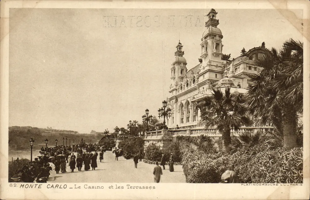 Monte Carlo — Das Casino und die Terrassen — Platinogravur L.L. Paris, n°82 - Vorderseite