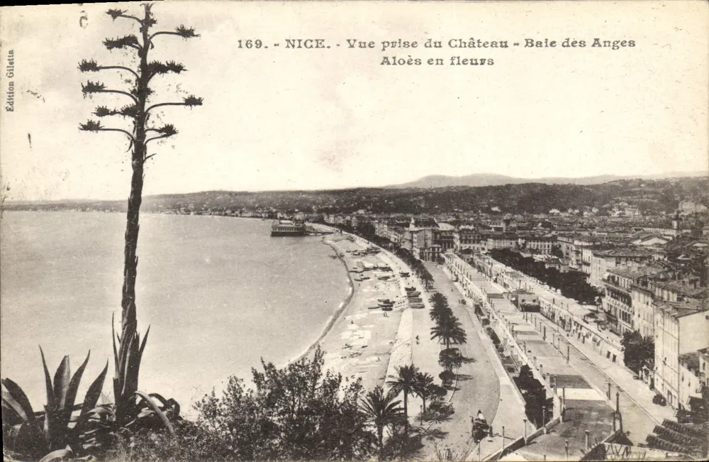 NICE - Blick vom Schloss - Bucht der Engel - Blühender Aloe — Gilletta-Edition, Nr. 169 - Vorderseite