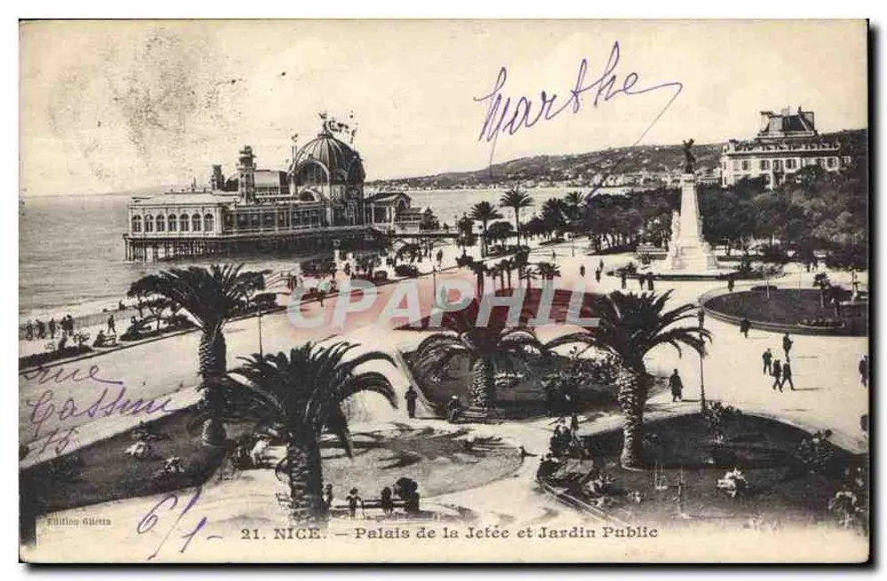 Nice — Palácio da Ponte e Jardim Público — Editor Giletta, n° 21 - Frente