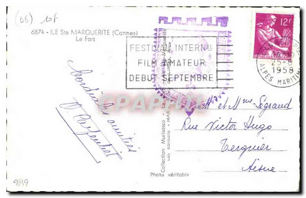 Castello dell'Isola Sainte-Marguerite — Cannes — Editore Photo Véritable - Verso