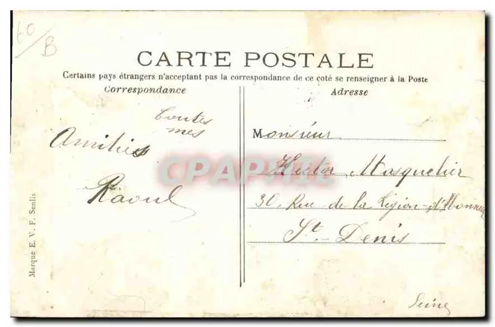 Senlis — Katedra, strona południowa — Marque E. V. F. Senlis nr 60/B - Rewers