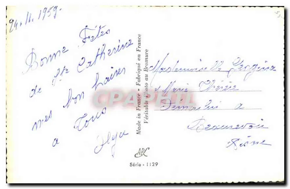 Casal jovem apaixonado — jardim florido — editor Pit Catherine, série 1129 - Verso
