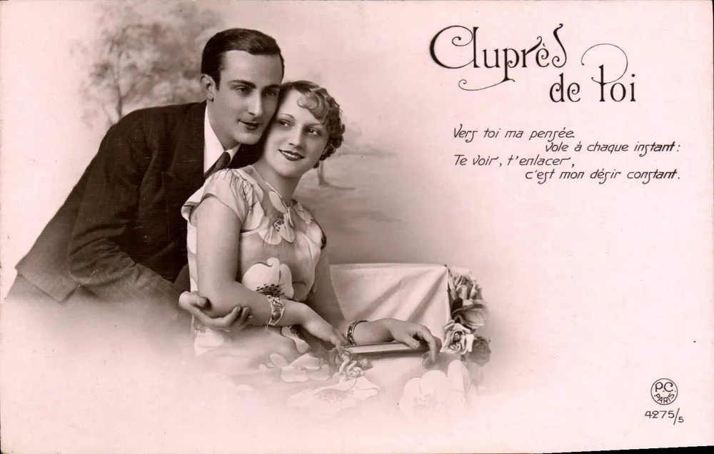 Liebespaar — Gedicht 'Cluprès de Toi' — PC PARIS n°4275/5 - Vorderseite