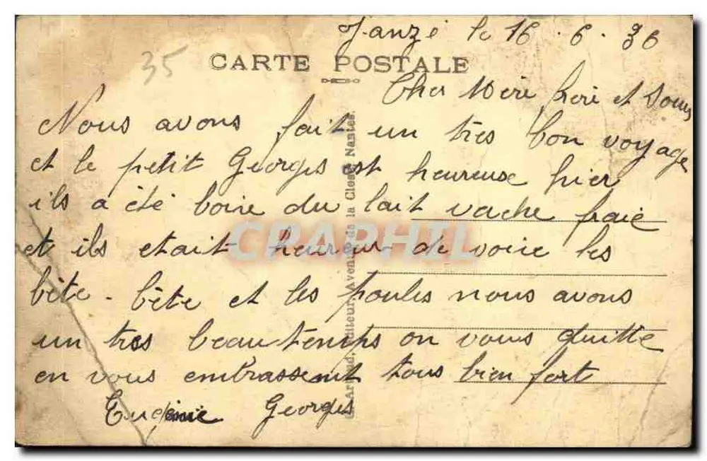 Janze (Loire-Atlantique) — Château de la Tullaye — éditeur inconnu, n° 60 - Verso