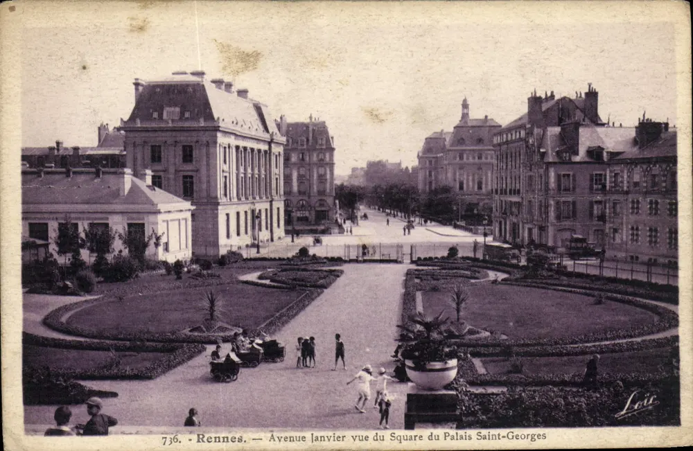 Rennes — Avenue Janvier aus dem Square du Palais Saint-Georges gesehen — Loir - Vorderseite