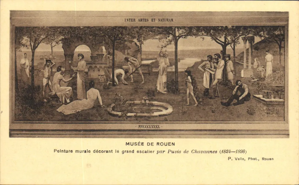 Wandmalerei, die den großen Treppenaufgang schmückt — Museum von Rouen — P. Valle, Fot., Rouen - Vorderseite