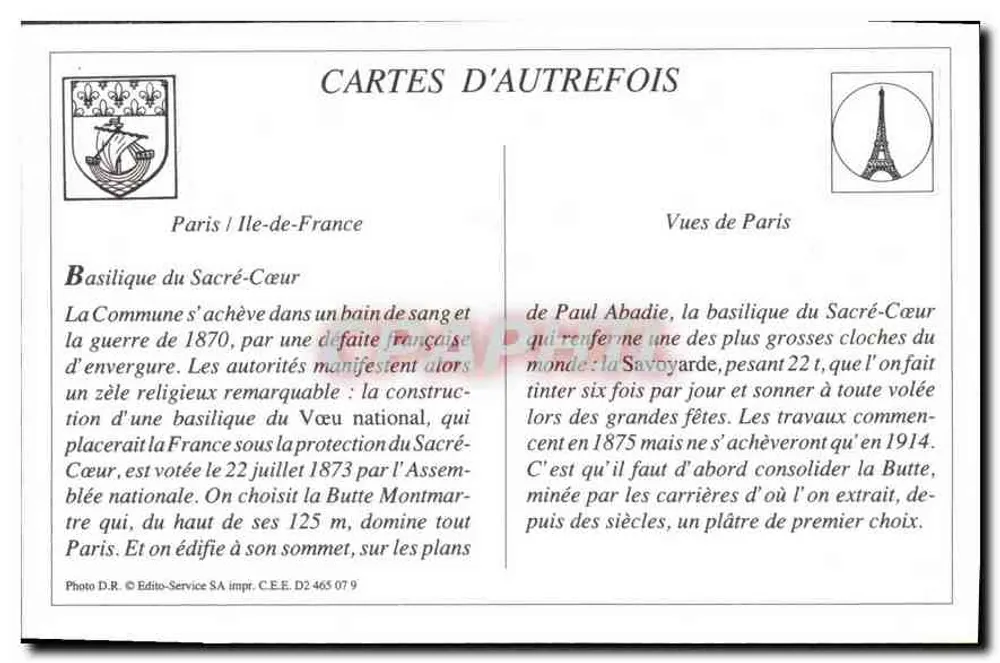 Paris — Der Sacré-Cœur — T.M.K. Nr. 57 - Rückseite