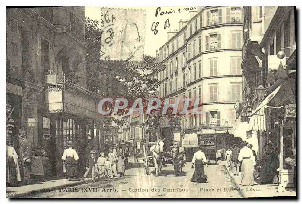 Paris (XVIIe Arrondissement) — Omnibus-Station — Place und Rue de Lévis - Vorderseite