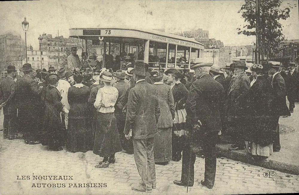 Os novos ônibus parisienses — Compagnie Générale des Omnibus, linha 73 — editor EID - Frente