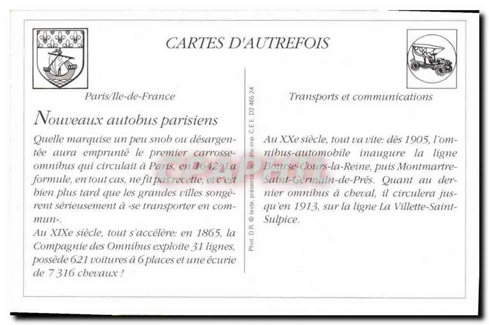 Os novos ônibus parisienses — Compagnie Générale des Omnibus, linha 73 — editor EID - Verso