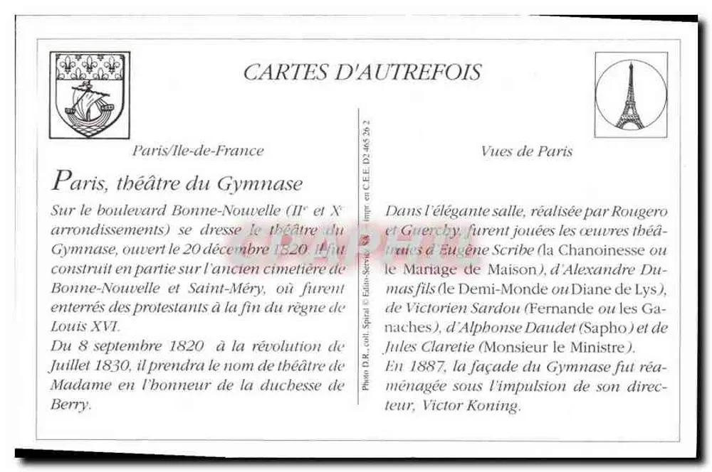 Paris — O Teatro do Gymnase — LL. — n° 932 - Verso