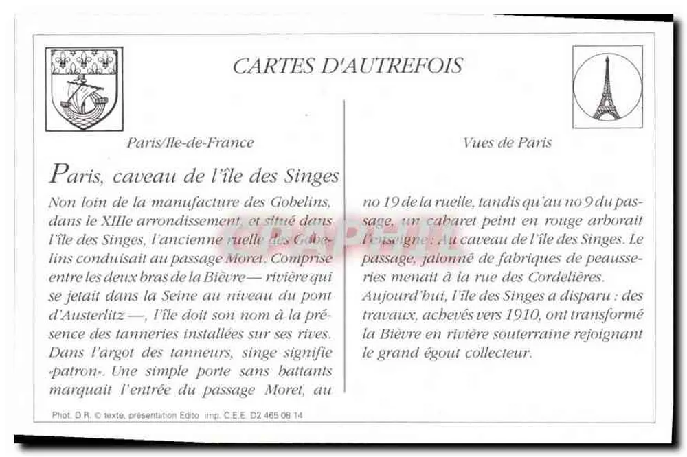 Das berühmte Cabaret du Caveau de l'Île des Singes — Passage Moret — Paris — Verleger: C.E.E. — Nr. 465 08 14 - Rückseite