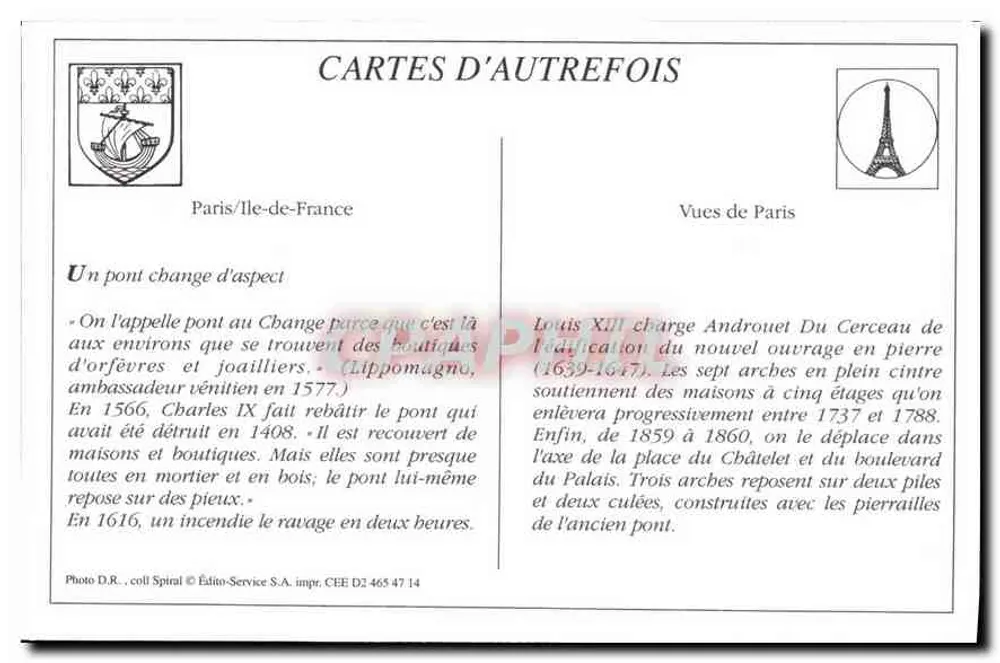 Place du Châtelet und der Pont au Change — Paris — P.M. phot. — Nr. 9618 - Rückseite
