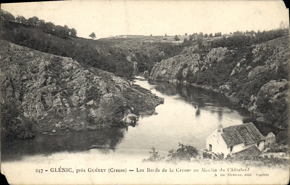 Glénic, nahe Guéret (Creuse) — Die Ufer der Creuse am Moulin du Châtelard — Verlag A. De Nussac, Guéret - Vorderseite