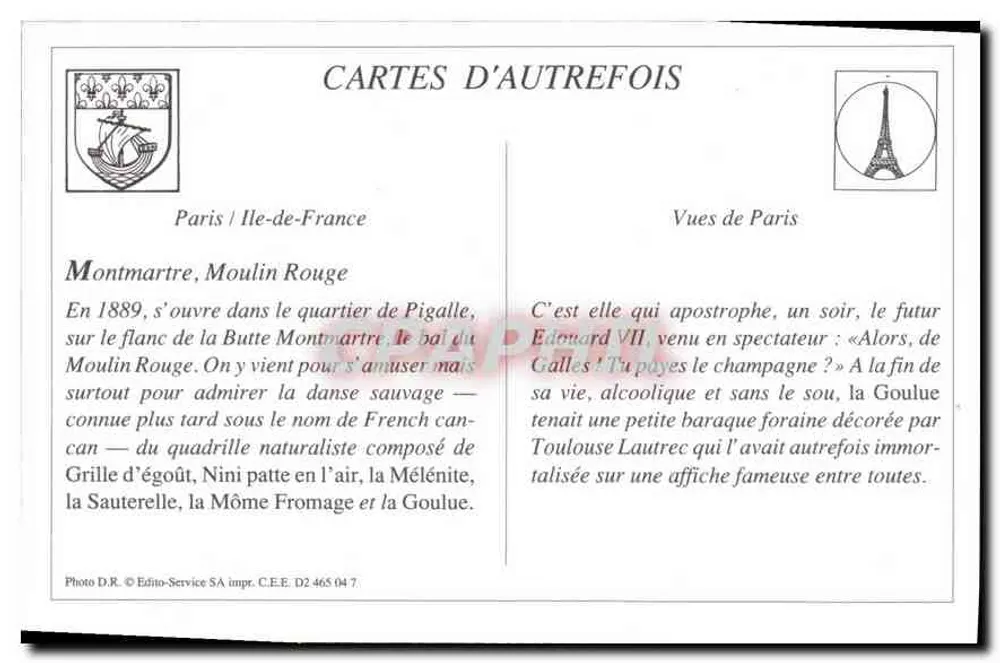 Montmartre — A Moinha Vermelha — G.C.A Paris - Verso
