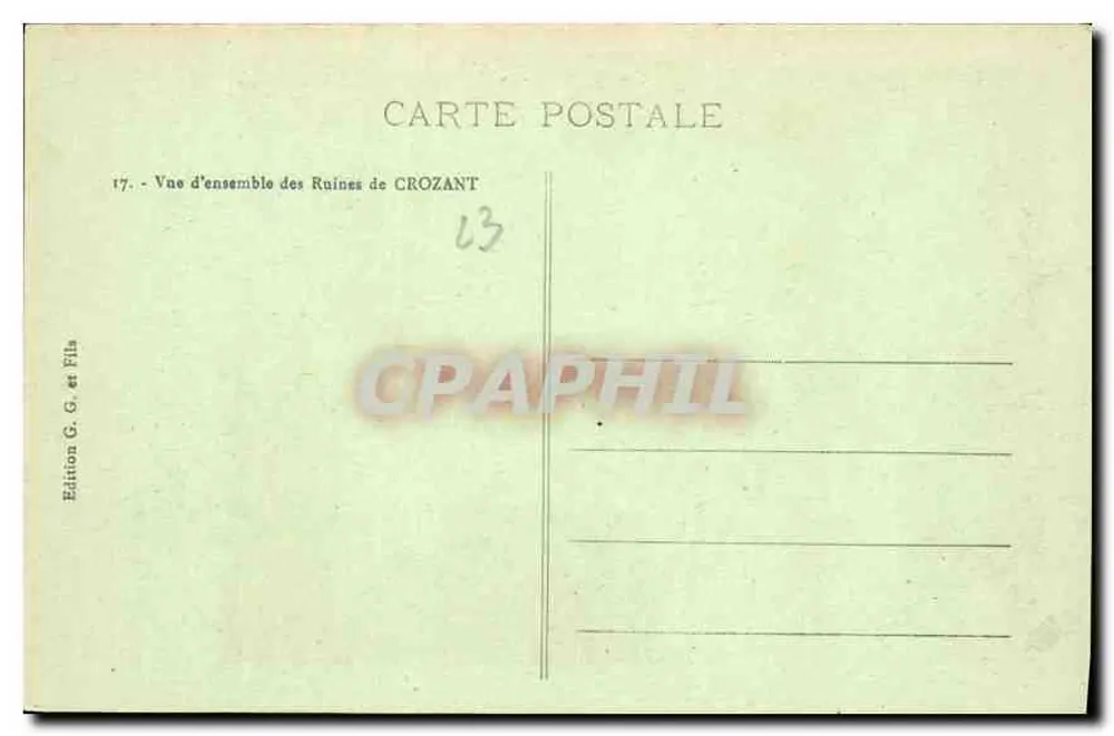 Ruinen von Crozant — La Creuse Pittoresque — Edition G. G. et Fils - Rückseite