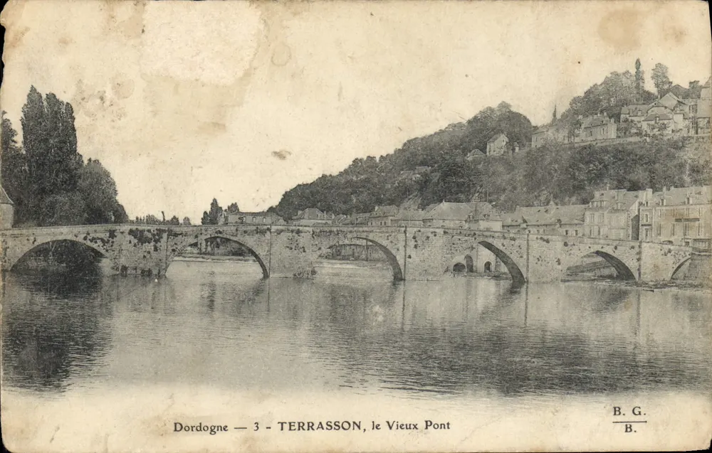 Dordogne — 3 — TERRASSON, der Alte Brücke — B.G. - Vorderseite