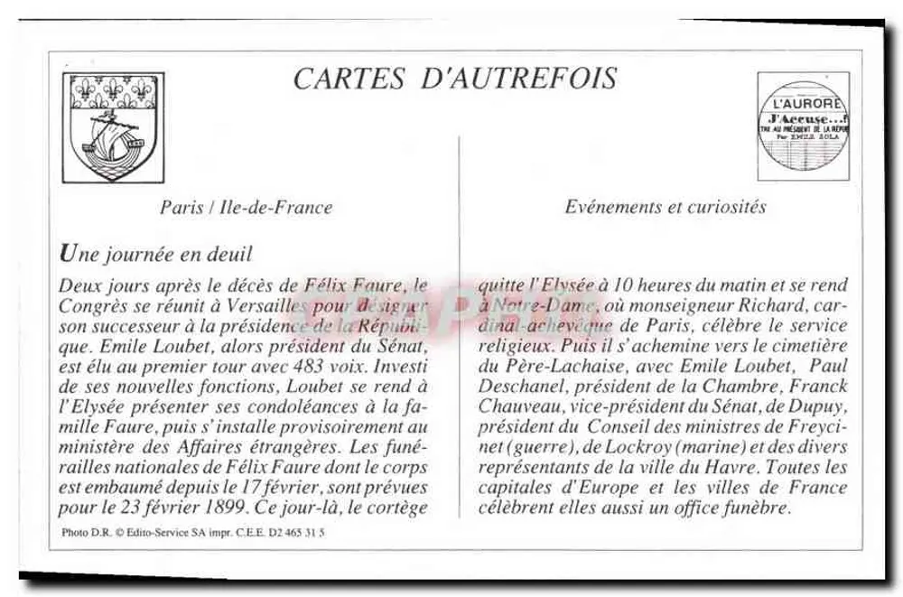 Trauerfeier von Félix Faure — DAS GOVERNMENT VON PARIS - Rückseite