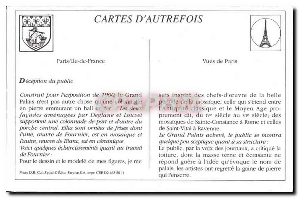 PARIS — O Grand Palais — LL. - Verso