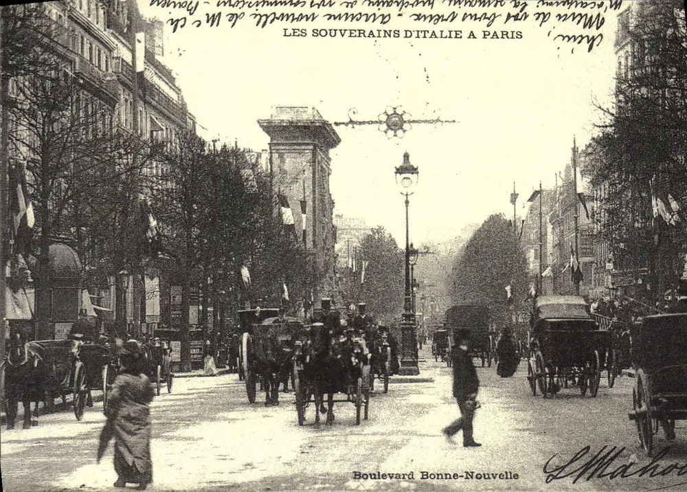 Die Souveränen Italiens in Paris — Boulevard Bonne-Nouvelle — L. Mahor - Vorderseite