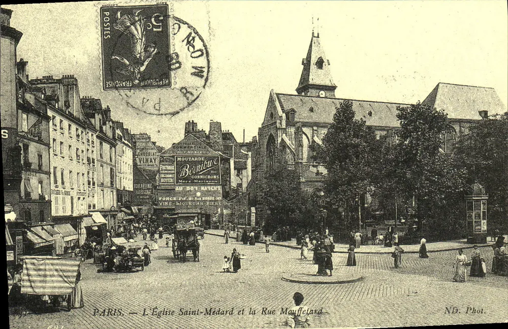Paris — Die Kirche Saint-Médard und die Rue Mouffelard — NB. Phot. - Vorderseite