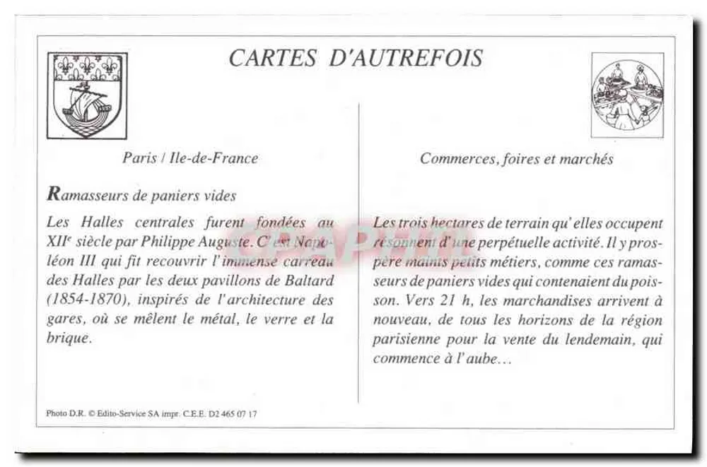 Paris Vécu — Bei den Halles — Die Sammlung leerer Körbe — Verlag J. & C., Angoulême-Paris - Rückseite