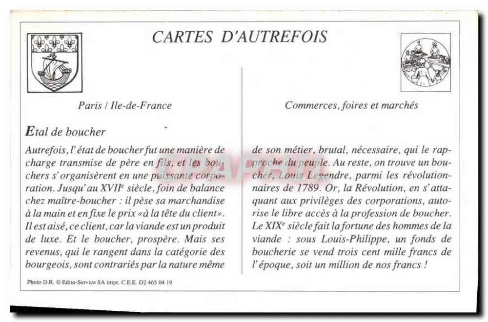 Uma família de carniceros — Paris / Île-de-France — Édito-Service SA, n° D2 465 04 19 - Verso