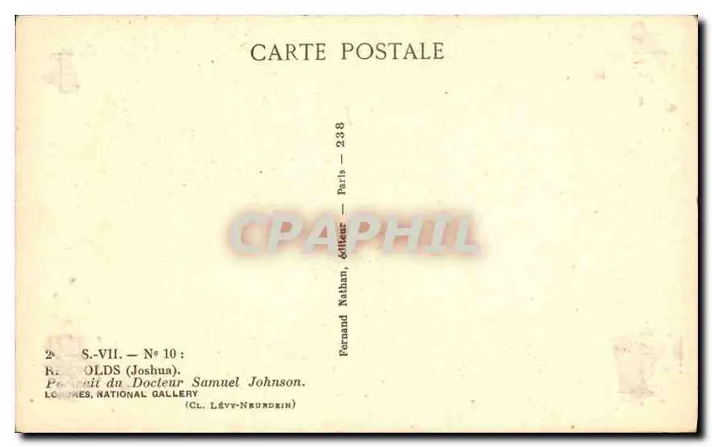 Porträt des Doktors Samuel Johnson — Paris — Fernand Nathan, Verlag — Nr. 10 - Rückseite
