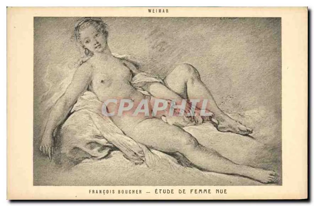 François Boucher — Studie einer nackten Frau — Weimar - Vorderseite