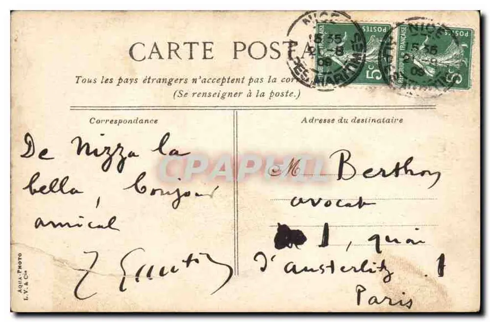 Nizza. Gedenkmonument zur Wiedervereinigung Nizzas mit Frankreich — L.Y.C. n°12 - Rückseite