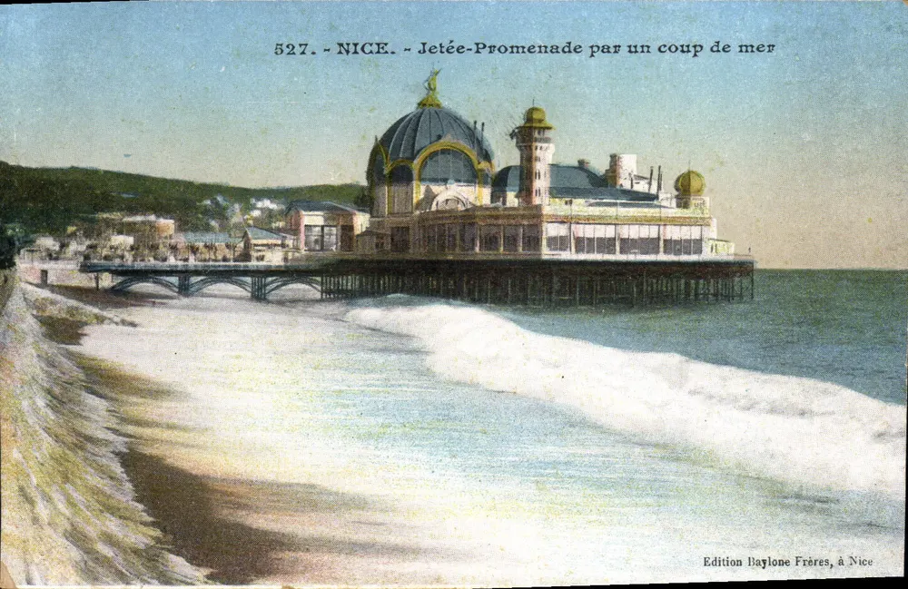 Nice - Jetée-Promenade sob efeito de ondas — Edição Baylone Frères, em Nice, n° 527 - Frente