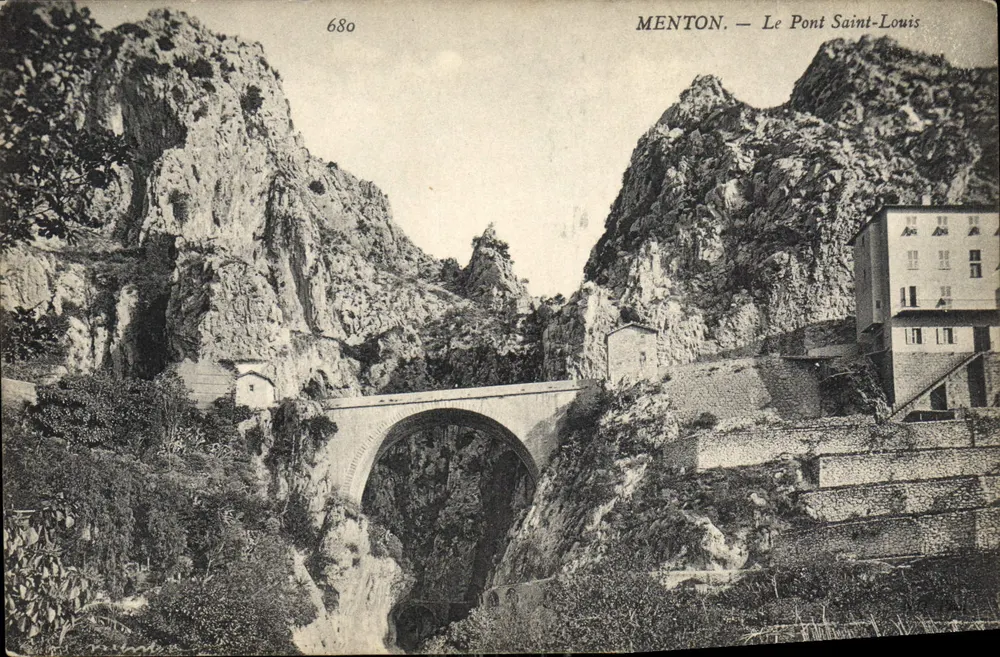 Menton — O Ponte Saint-Louis — Editor não identificado, n° de série 680 - Frente