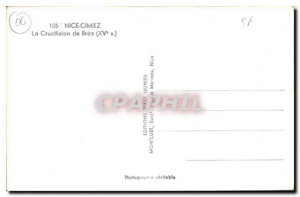 A Crucificação de Bréa — XVᵉ século — Edições Part Munier, Nice - Verso