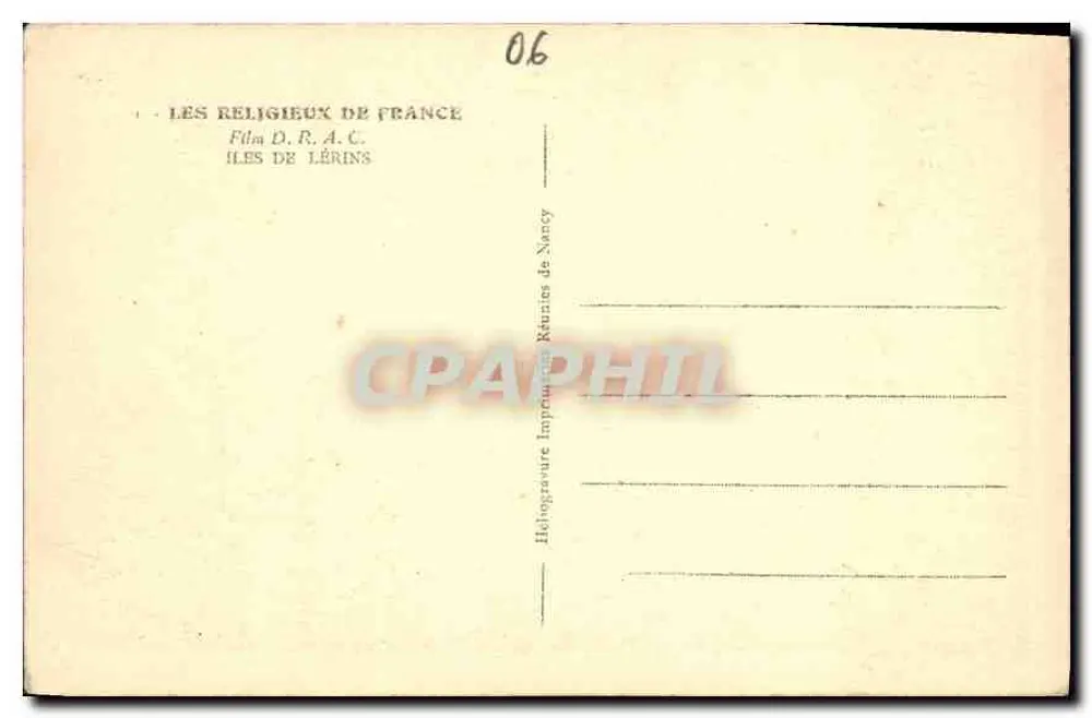 Les Îles de Lérins — Küstenansicht mit Kiefern — Verlag: Héloïseau Imprimeur, Nancy - Rückseite