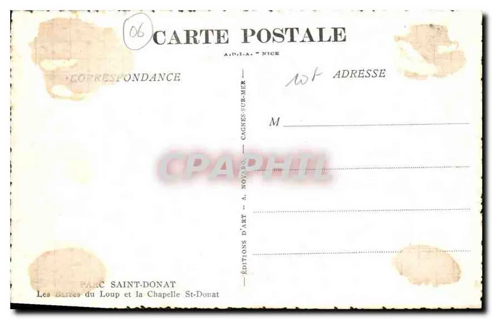 Die Loup-Bars und die Kapelle St-Donat — Éditions d'Art A. Novaro, Nizza — n°06 - Rückseite